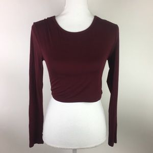 (Olivaceous ) Long Sleeve Stretch Crop Top